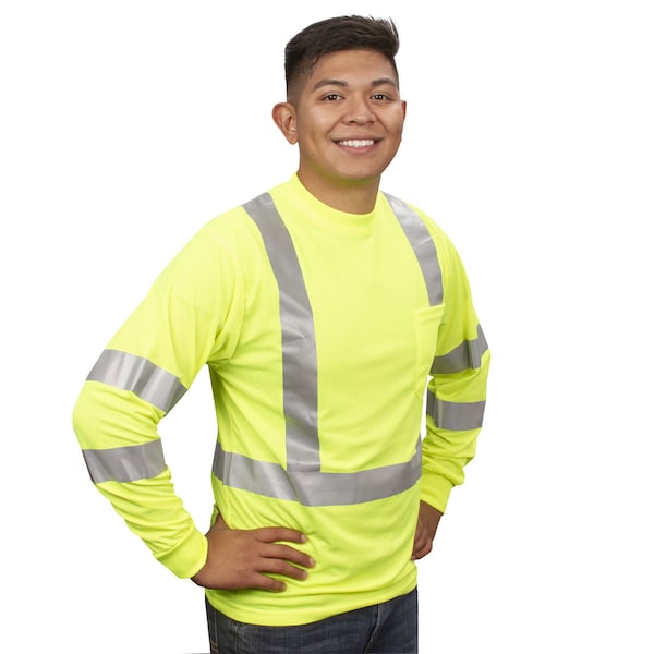 Cordova COR-BRITE Long Sleeve Shirts, Lime, 2in Silver Reflective Tape, S V511S - main